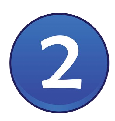 Blue circular button with the number 2 in white.