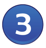 Blue circular badge with the number 3 in white.
