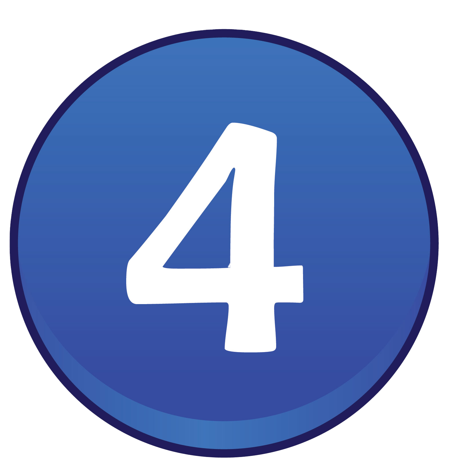 Blue circular button with a white number 4