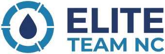 Elite Team NC logo in blue and white with a circular droplet icon
