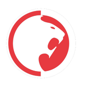 Red and white logo with a cougar head inside a circle.