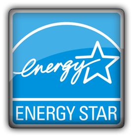 A blue energy star logo with a white star