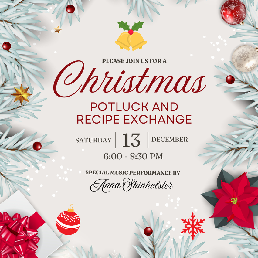 Red barn patio with string lights, tables, and chairs at dusk.