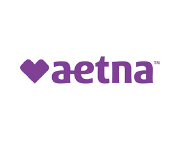 Aetna logo: purple heart symbol next to the word 