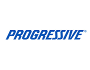 The logo for progressive is blue and white on a white background.