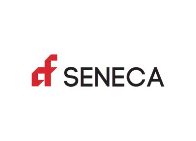 The seneca logo is red and black on a white background.
