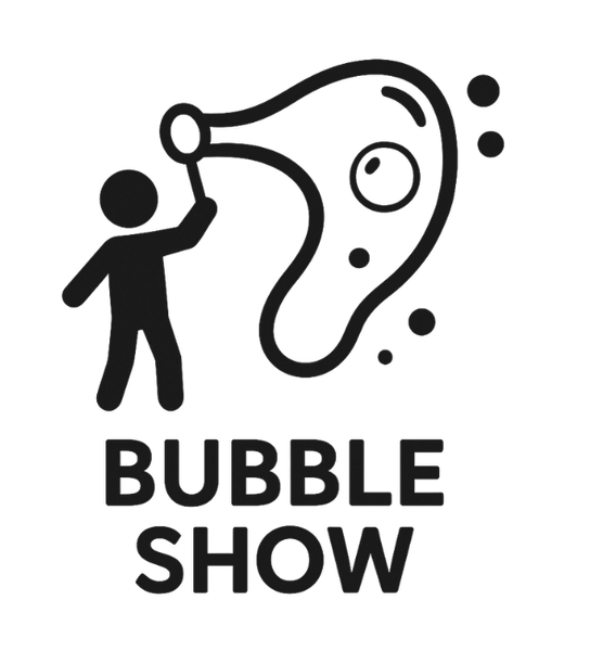 Stokfiguur die bellen blaast, reclame voor bellenblaasshow.