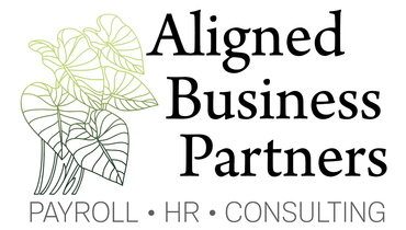 A logo for aligned business partners payroll hr consulting