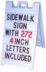 A white sidewalk sign with 272 4 inch letters included.