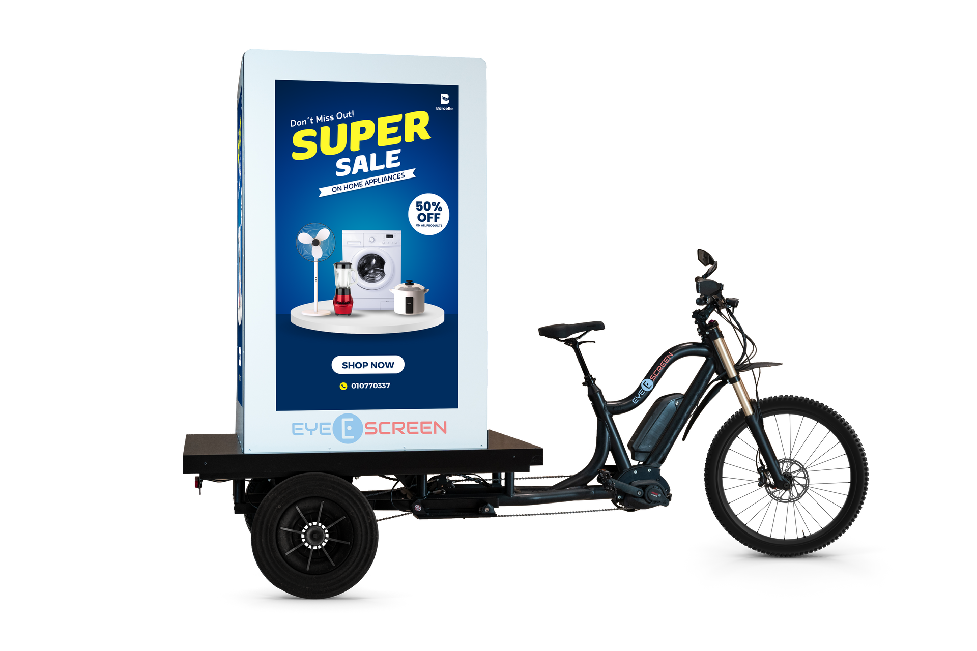 TriAd - vélo publicitaire avec écran - campagne de street marketing et DOOH mobile belgique