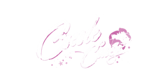 Calligraphy-style logo in pale pink with a flower icon on white background.