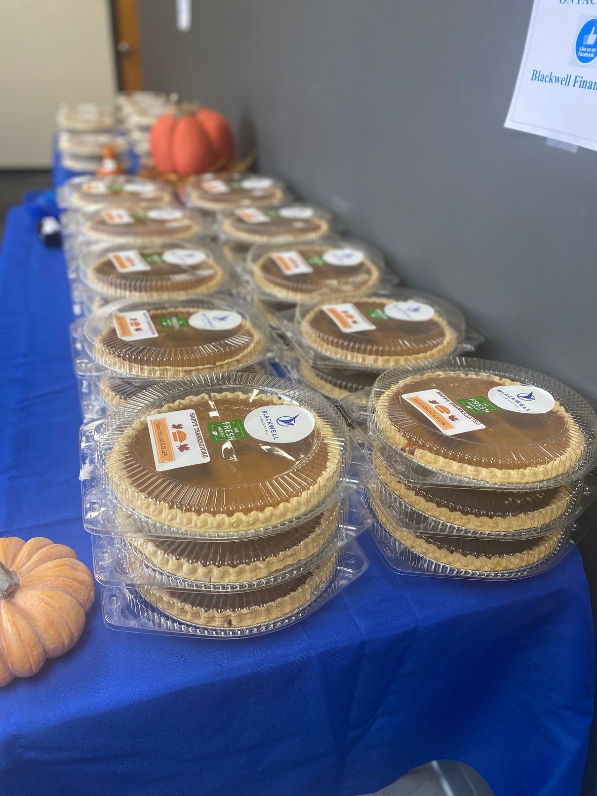 Pies at the pumpkin pie give-away