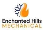 A logo for Enchanted Hills Mechanical with a fire and snowflake