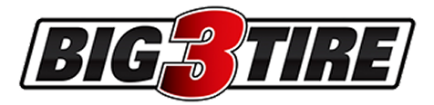 The logo for Big 3 Tire. White box with black text and a red number 3. | DH Automotive