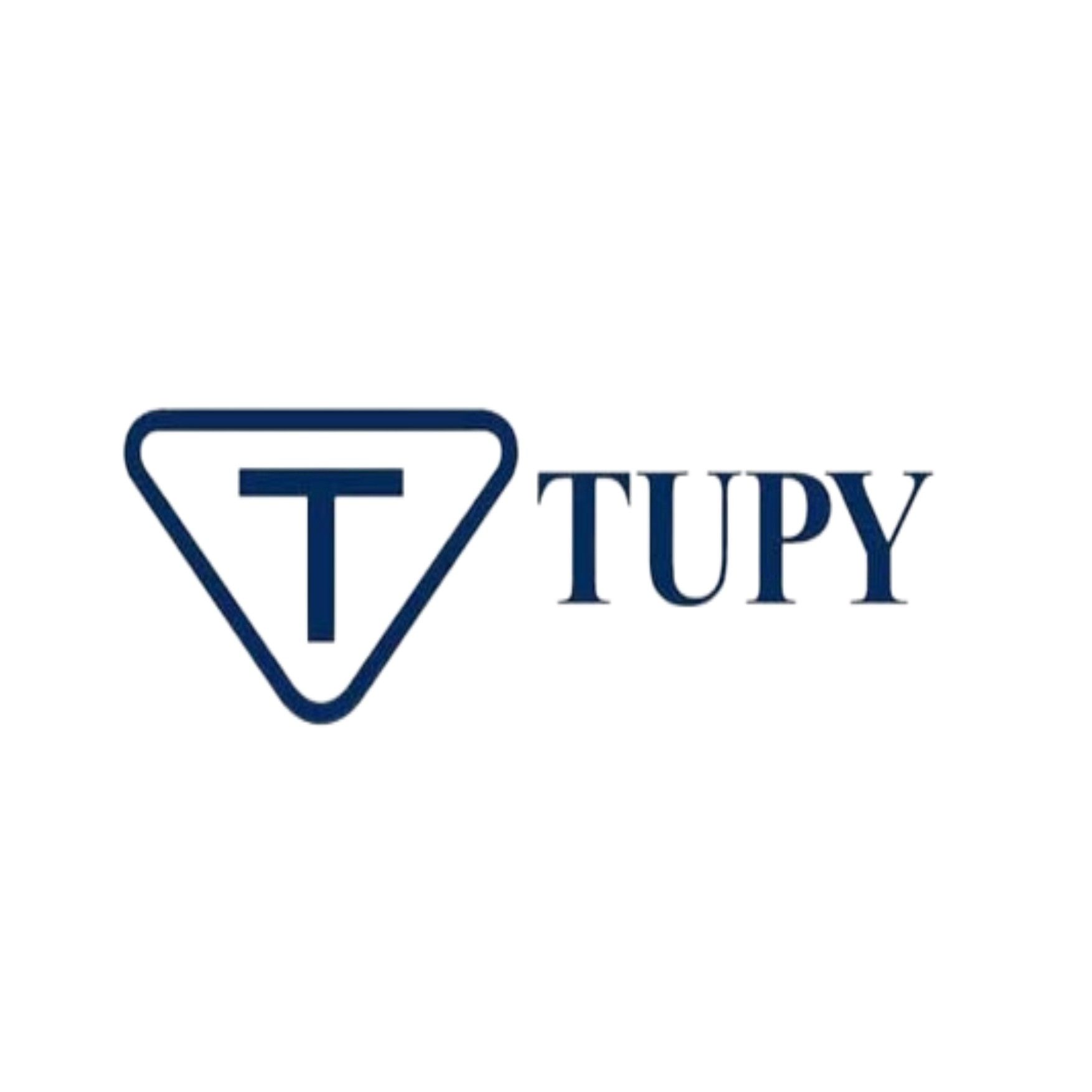 O logotipo da tupy é um triângulo com uma letra t dentro dele.