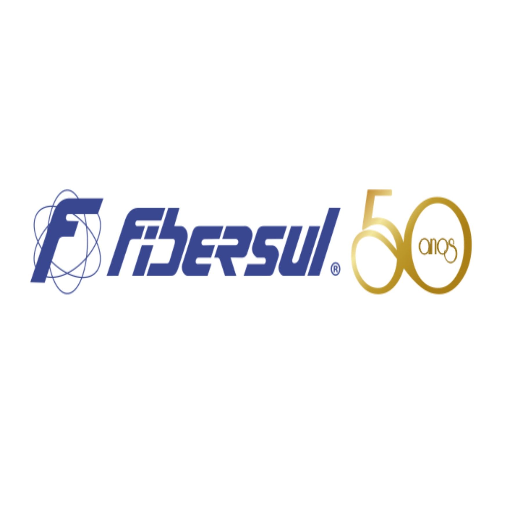 Logo azul e dourado para Fibersul 50 anos