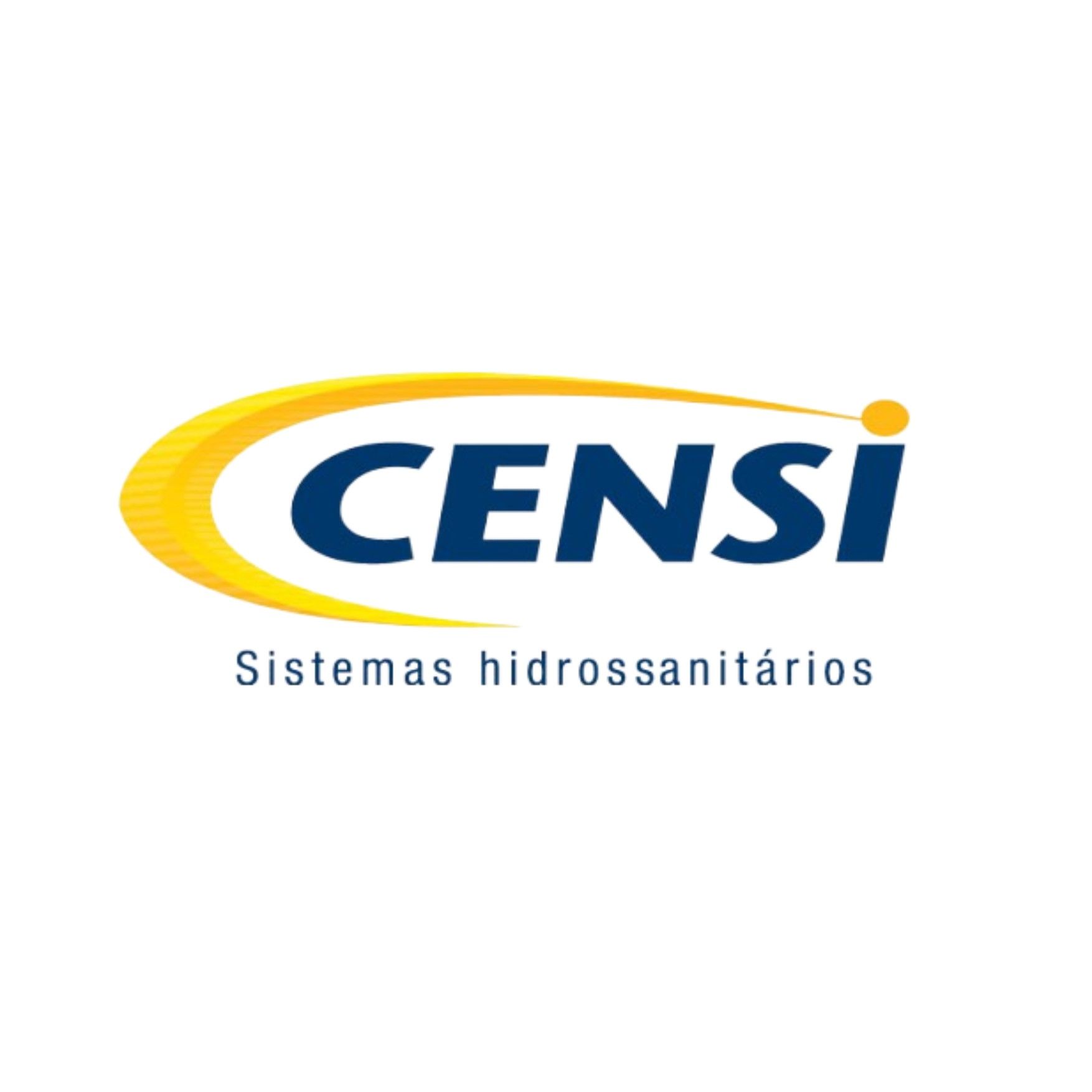 A blue and yellow logo for censi sistemas hidrossanitarios