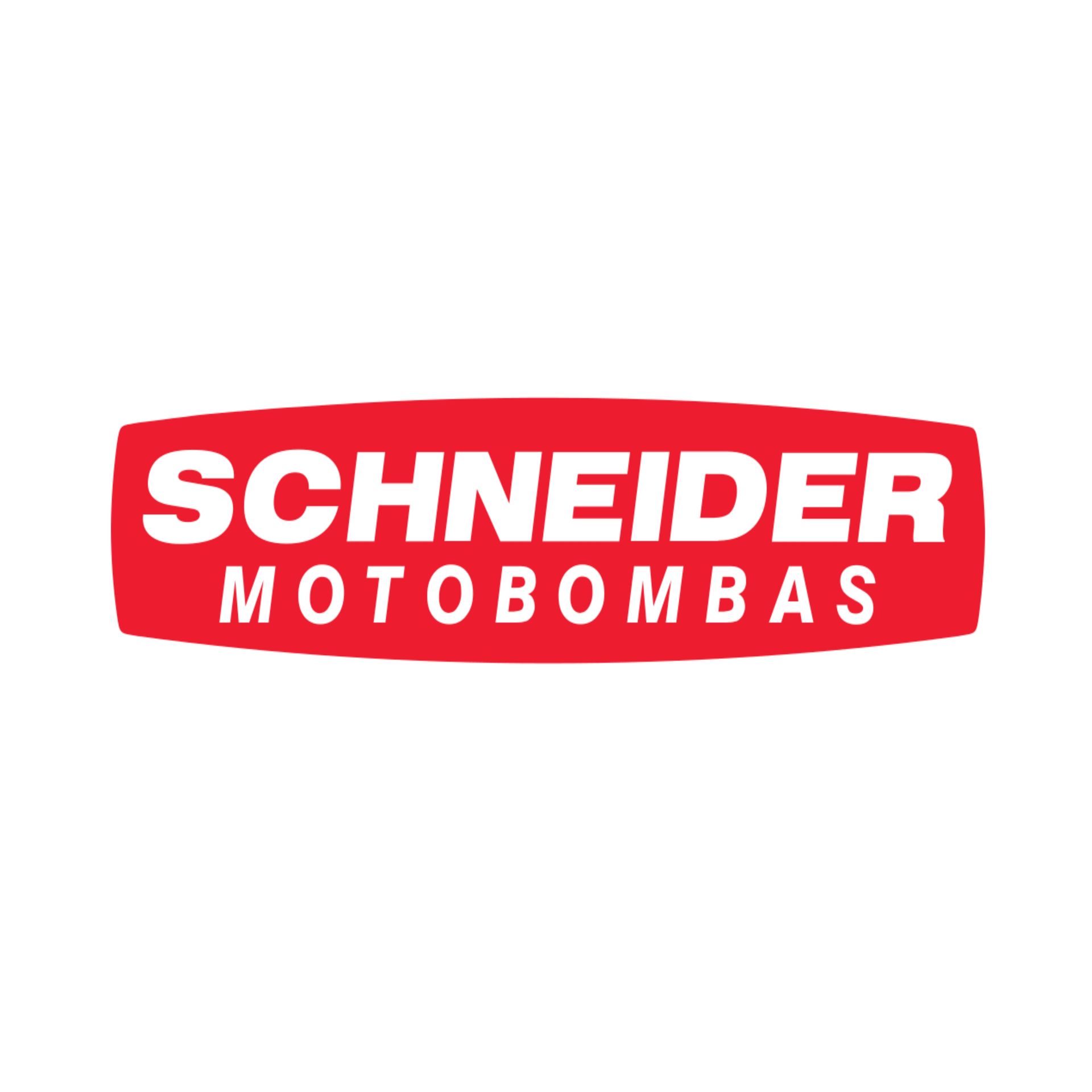 O logotipo da schneider motobombas é vermelho e branco sobre fundo branco.
