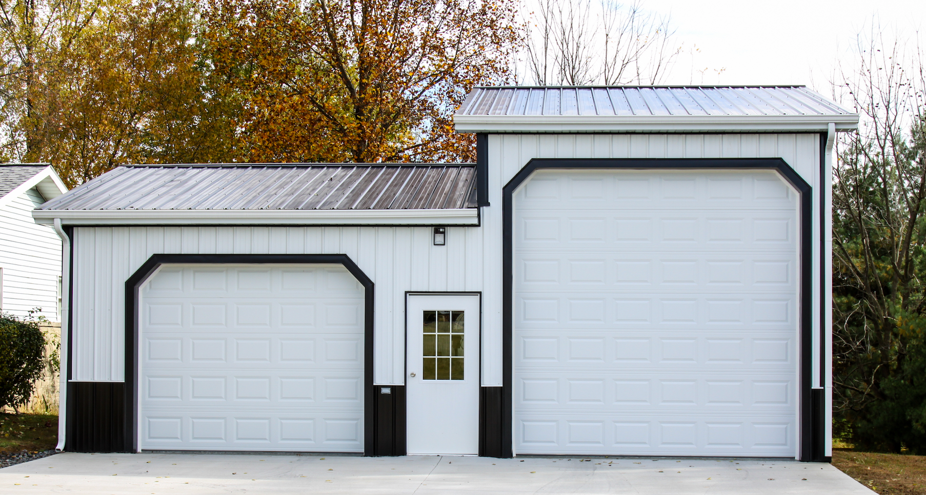 Metal garage and camper storage.