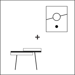 A black and white drawing of a square with a circle in the middle.