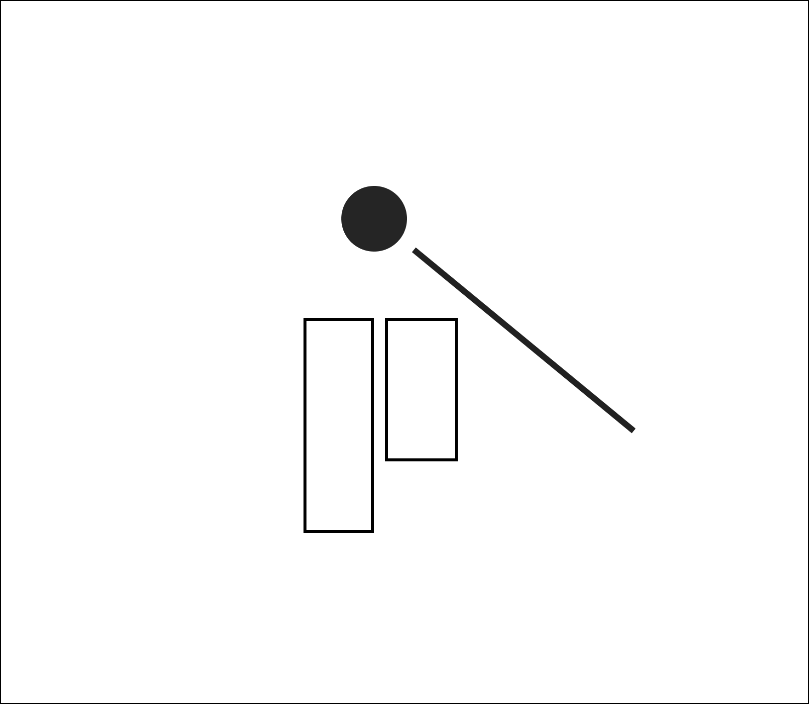 A black and white drawing of a square with a circle in the middle.