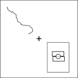 A black and white drawing of a square with a circle in the middle.