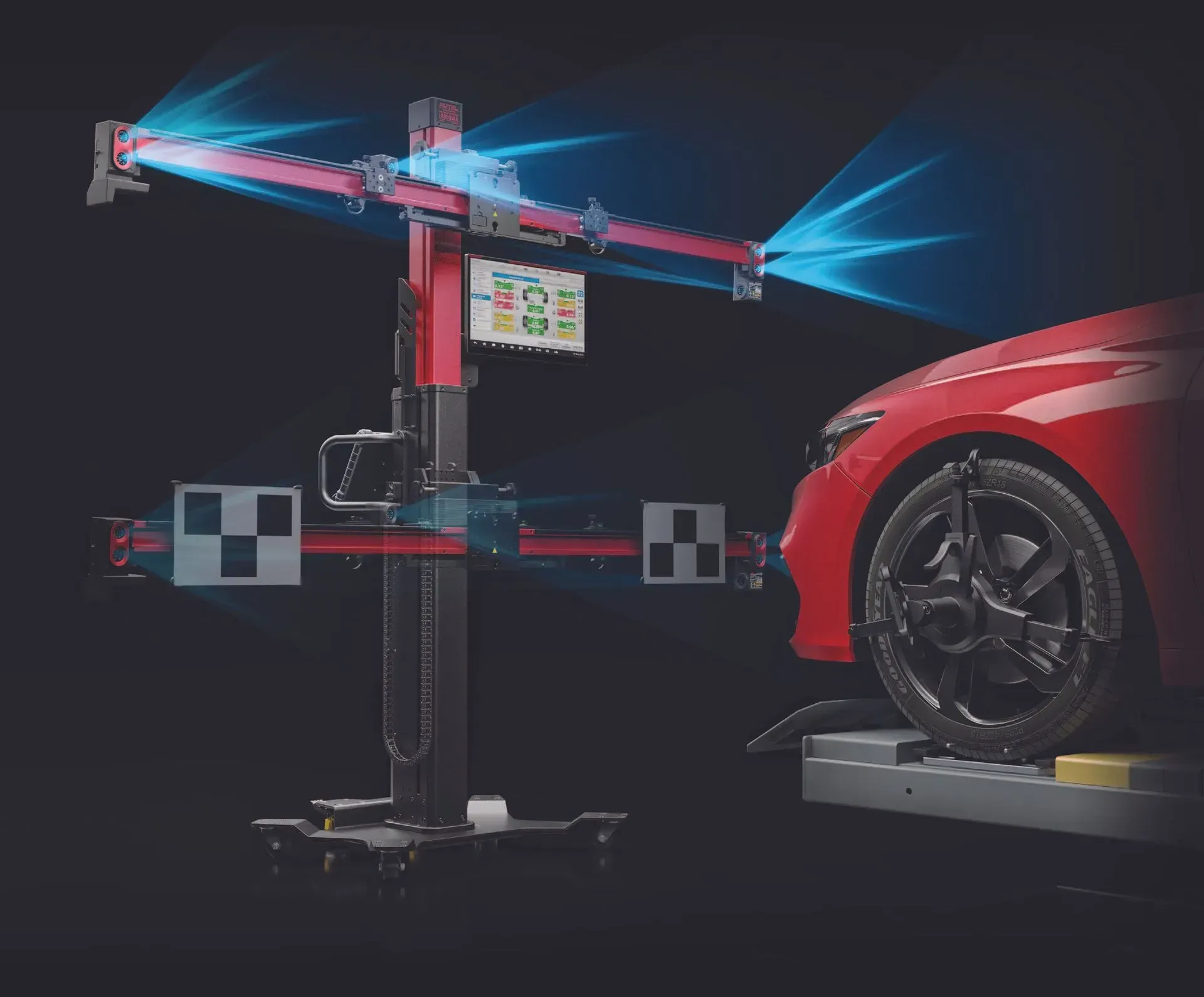 Man with glasses and beard driving a car, smiling. Sunlight on the windshield.