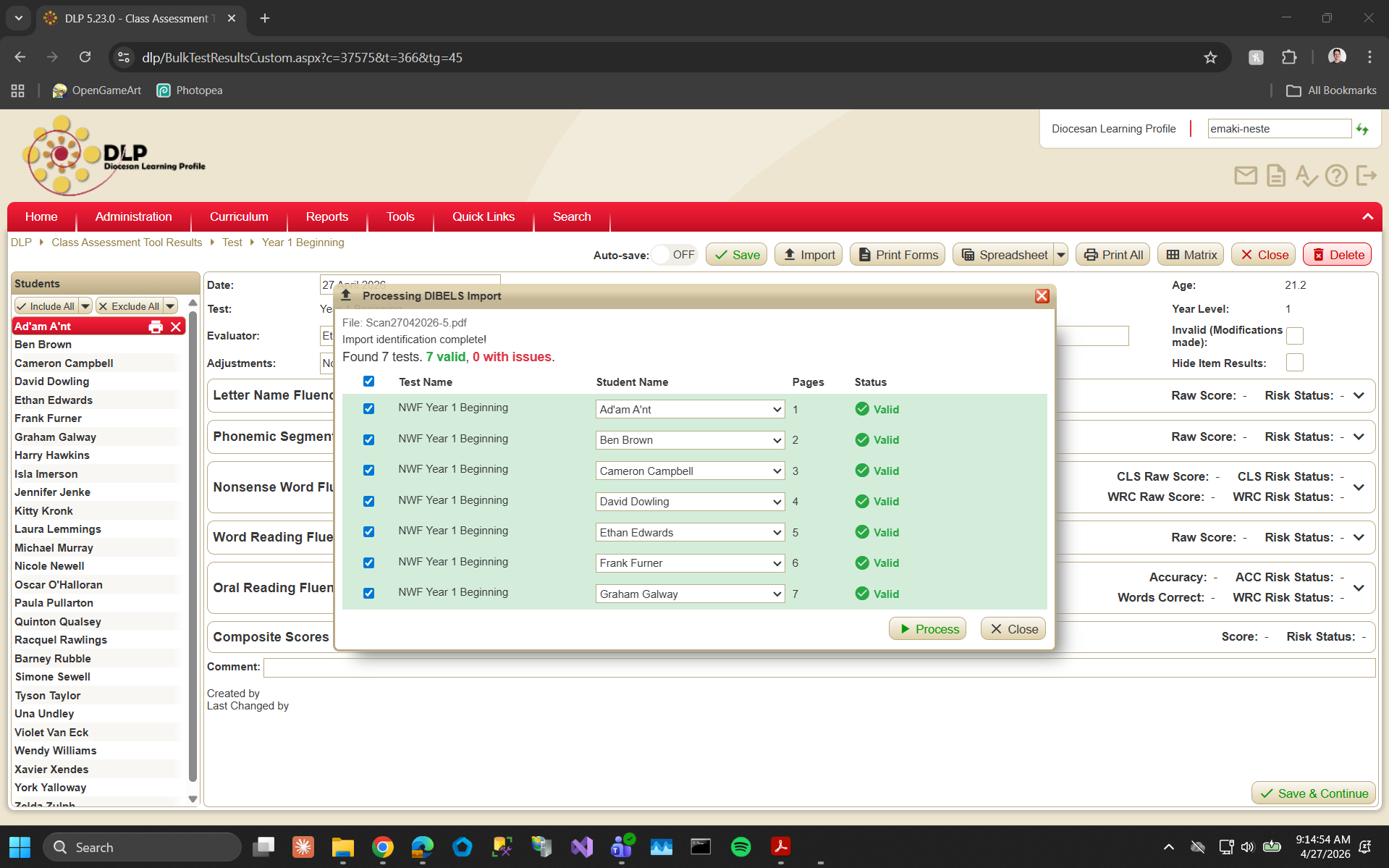 Web browser showing a red-and-beige dashboard with a centered settings dialog and left navigation menu
