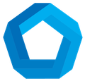 A blue circle with a pentagon inside of it