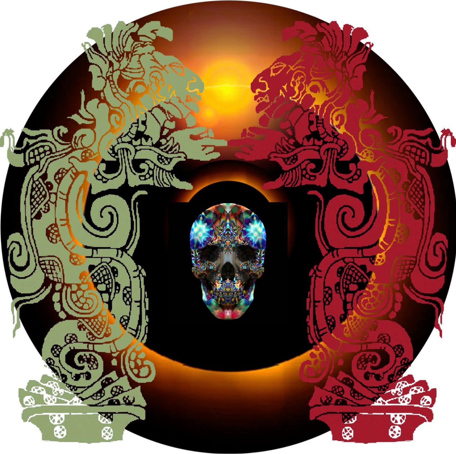 Eine CD mit einem Totenkopf und Wirbeln darauf