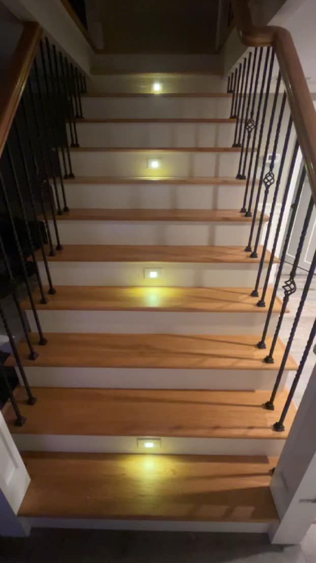 Wooden Staircase will Light Up at Night - Hampden, MA - Gore Electric