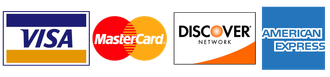 We proudly accept Visa, MasterCard, American Express and Discover card
