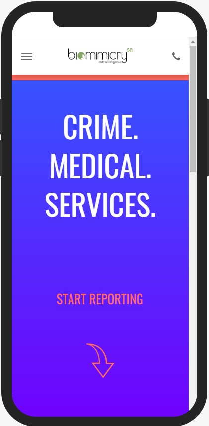 A mobile phone mock up showing a purple entry screen for the Botshabelo app prototype