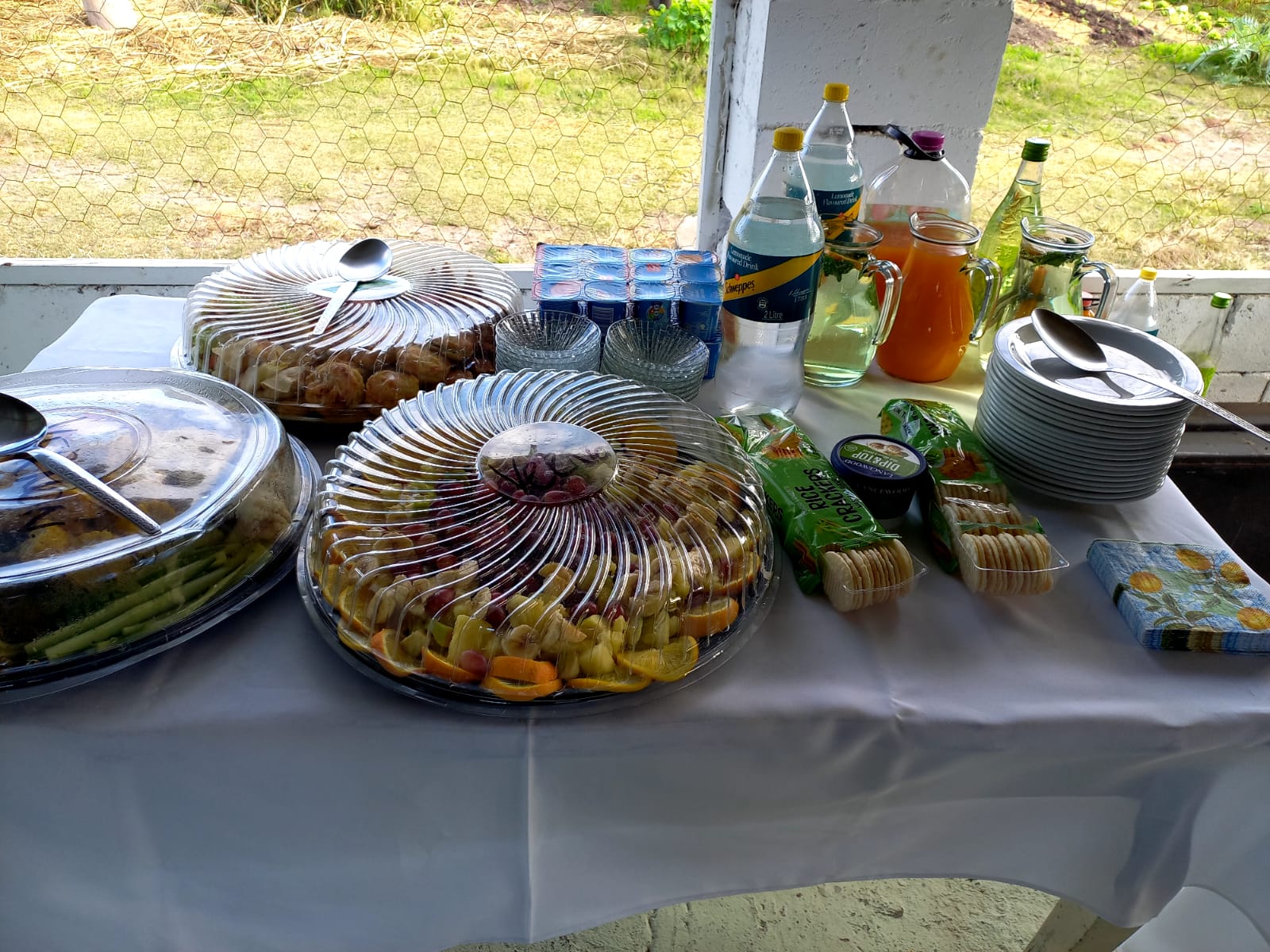 A table laid with appetising food at the Ocean View Prototyping Workshop