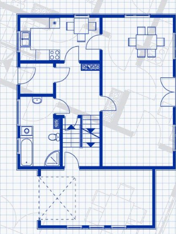 A blueprint of the floor plan of a house