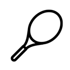 Black line drawing of a tennis racket.
