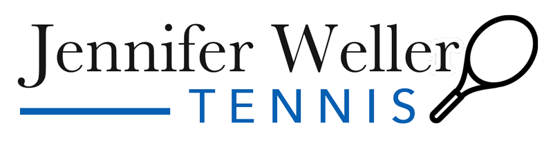 Jennifer Weller Tennis logo with a tennis racquet icon.
