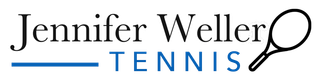 Jennifer Weller Tennis logo with a tennis racquet icon.