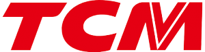 A red tcm logo on a white background