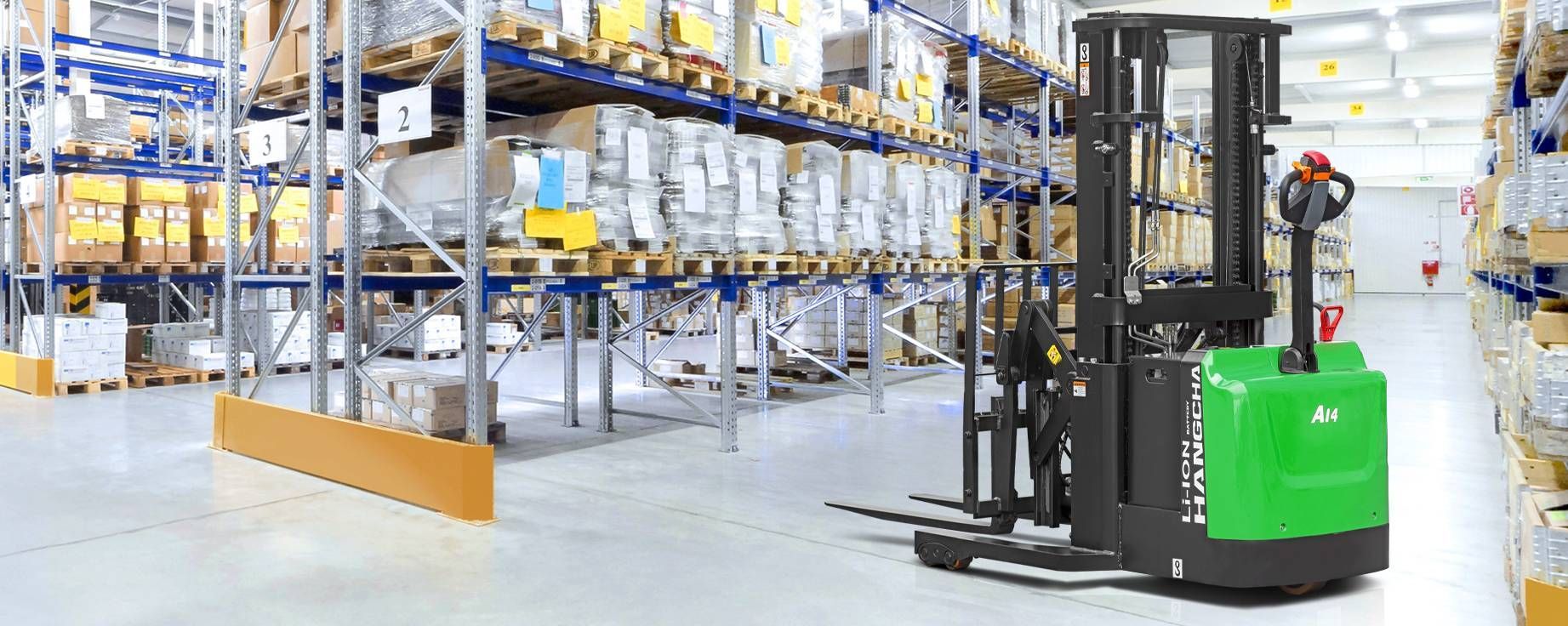 Electric Lithium-ion Industrial Walkie Reach Stacker 3,000lbs