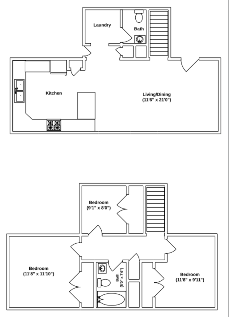 Floor Plan: 3 Bed · 1.5 Bath · 1,600 SQ. FT.