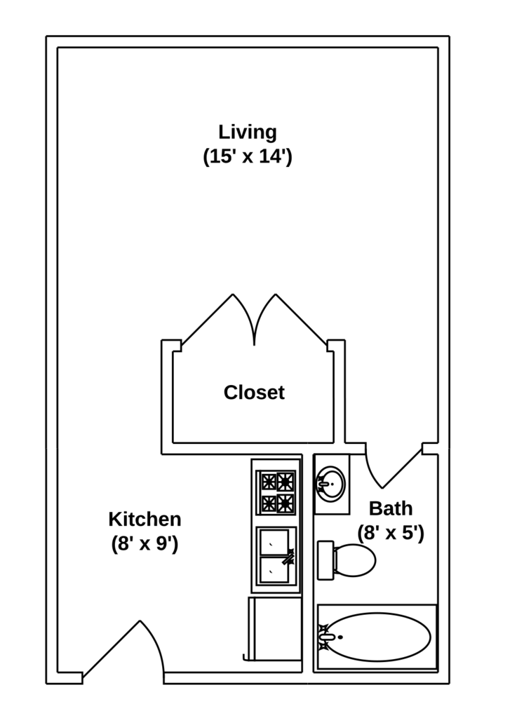 Floor Plan: Studio · 1 Bath · 324 SQ. FT.
