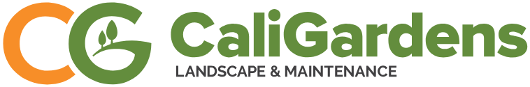 Logo for CaliGardens, a landscape and maintenance company. Features the letters 