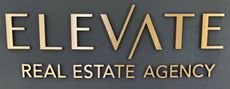 Logo for Elevate Real Estate Agency featuring the brand name in black with a stylized 'A' background.