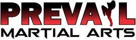 A red and black logo for prevayl martial arts