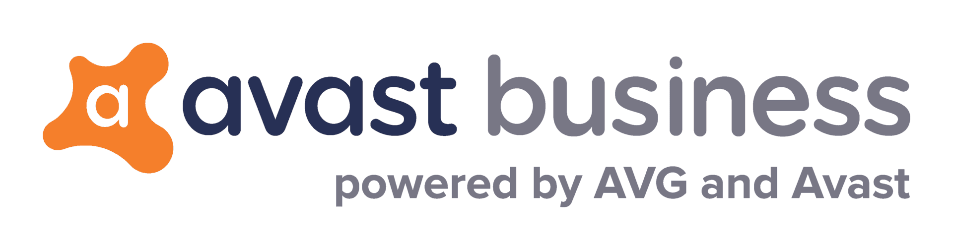 A logo for avast business powered by avg and avast