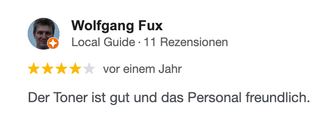 Review by Wolfgang Fux: 5-star rating, 