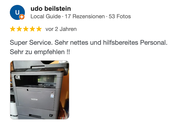 Eine Google-Rezension von 