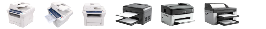 Sechs verschiedene Drucker.