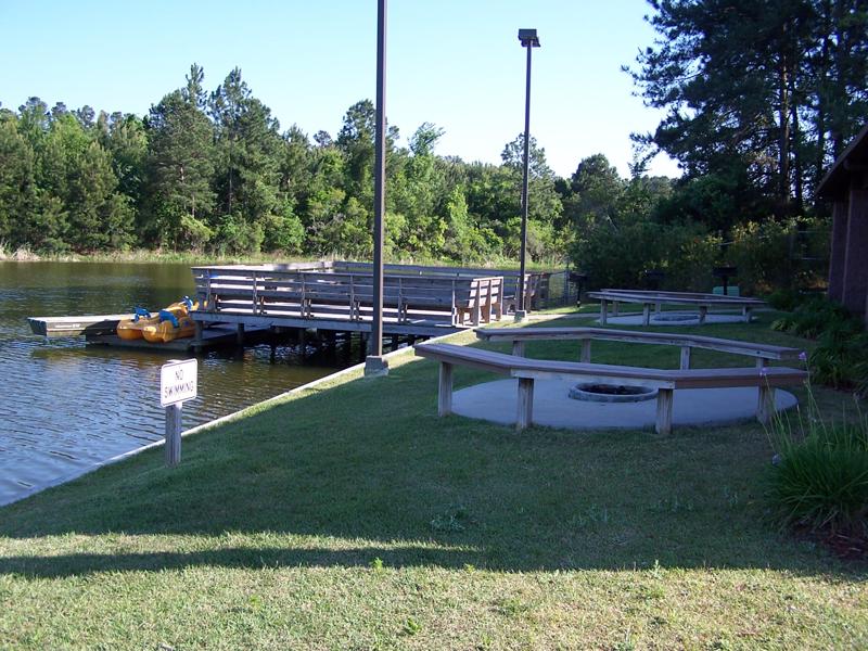 Fire pit next to lake